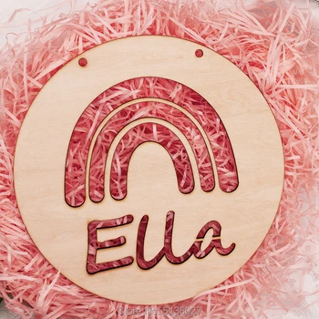 

nursery decor-rainbow baby-RAINBOW Personalised Wooden Wall / Door Hanging-wall hanging-kids door sign-kids gift-baby gift-laser