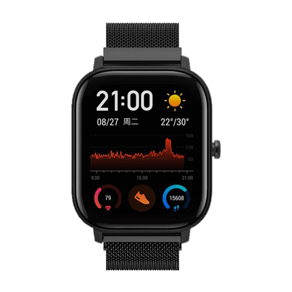 Металлический ремешок для часов браслет для Amazfit Bip часы ремешок для Xiaomi Huami Amazfit Bip Молодежные часы Миланская нержавеющая сталь