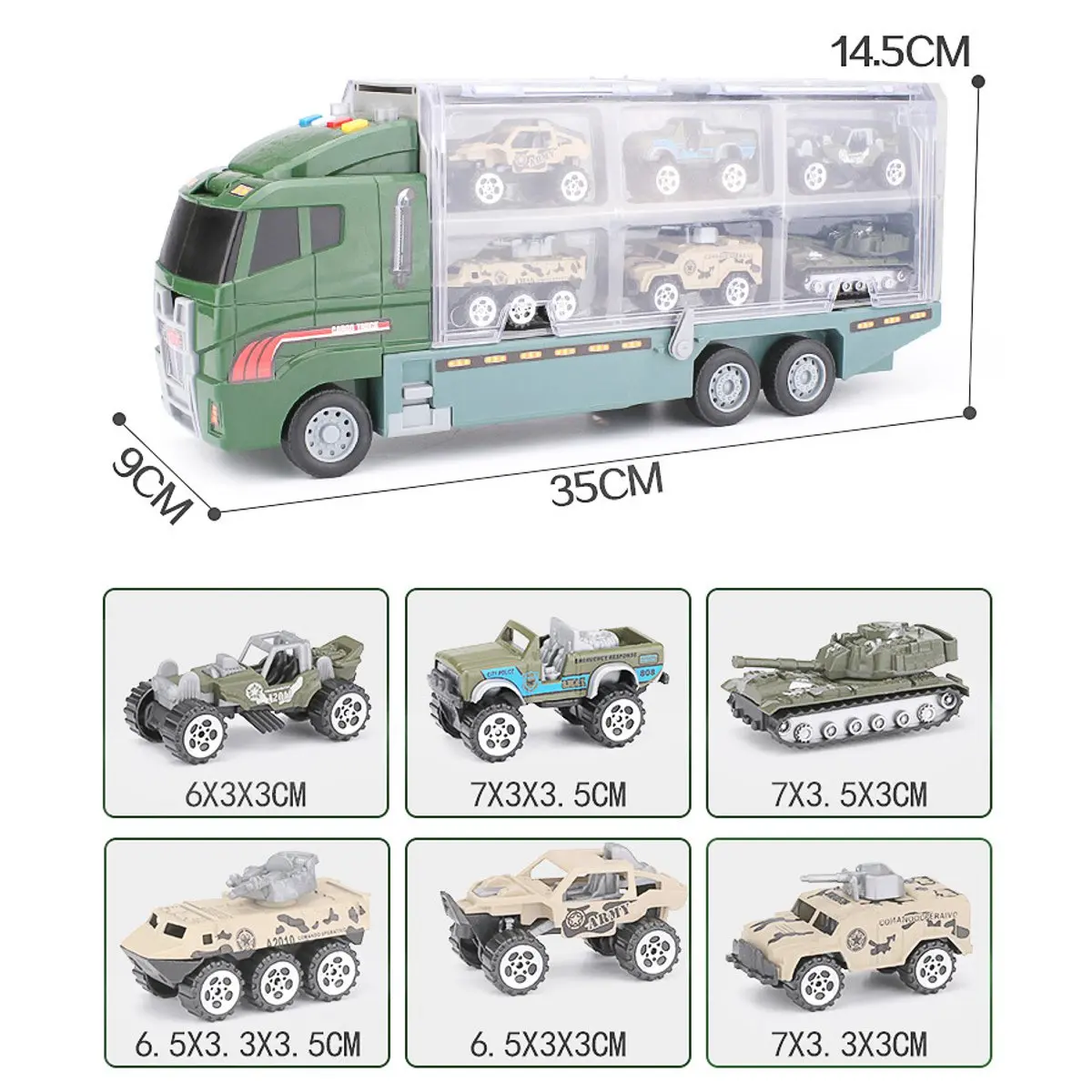 Army 1: 64 модель автомобиля детская игрушка строительный Грузовик Экскаватор снос сплав модель автомобиля детский подарок на день рождения 7 шт. набор - Цвет: Army