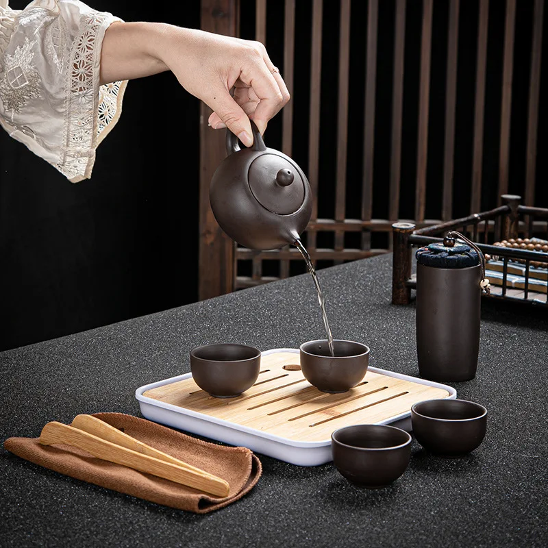 Purple Clay Travel Tea Set Yixing Teapot Drinkware Tea Cup Tureen Infuser Chinese Ceremony Outdoor/Home Teaware Sets tea set