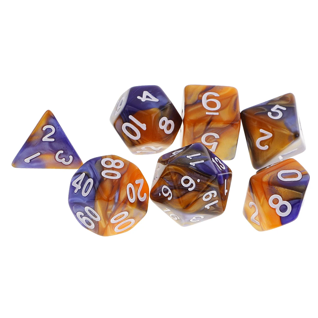 7 Pcs Polyhedral Dice Set D20 D12 D10 D8 D6 D4 for DND RPG Board Game Party Fun Playing Game Dices