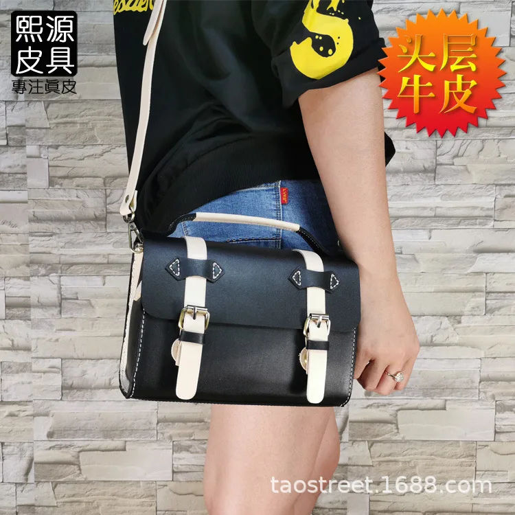 

2019 New Style Handmade WOMEN'S Leather Bags Hard Skeleton-skin Full-grain Leather Stereotypes Shoulder Bag Shoulder Poor Bag