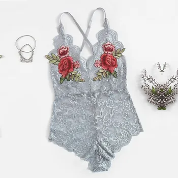 

Women Underwear Fashion Babydoll Bodysuit Embroidered Applique Sexy Lingerie bielizna erotyczna lingerie femme sexy porno hot