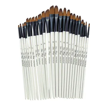 2021 New 12 Artist Watercolor Painting Brushes paint Brush For Nylon Paint Brushes Oil Acrylic Flat amp tip Kit Pen Art Supplies tanie i dobre opinie CN (pochodzenie) Włosy mieszane WOOD