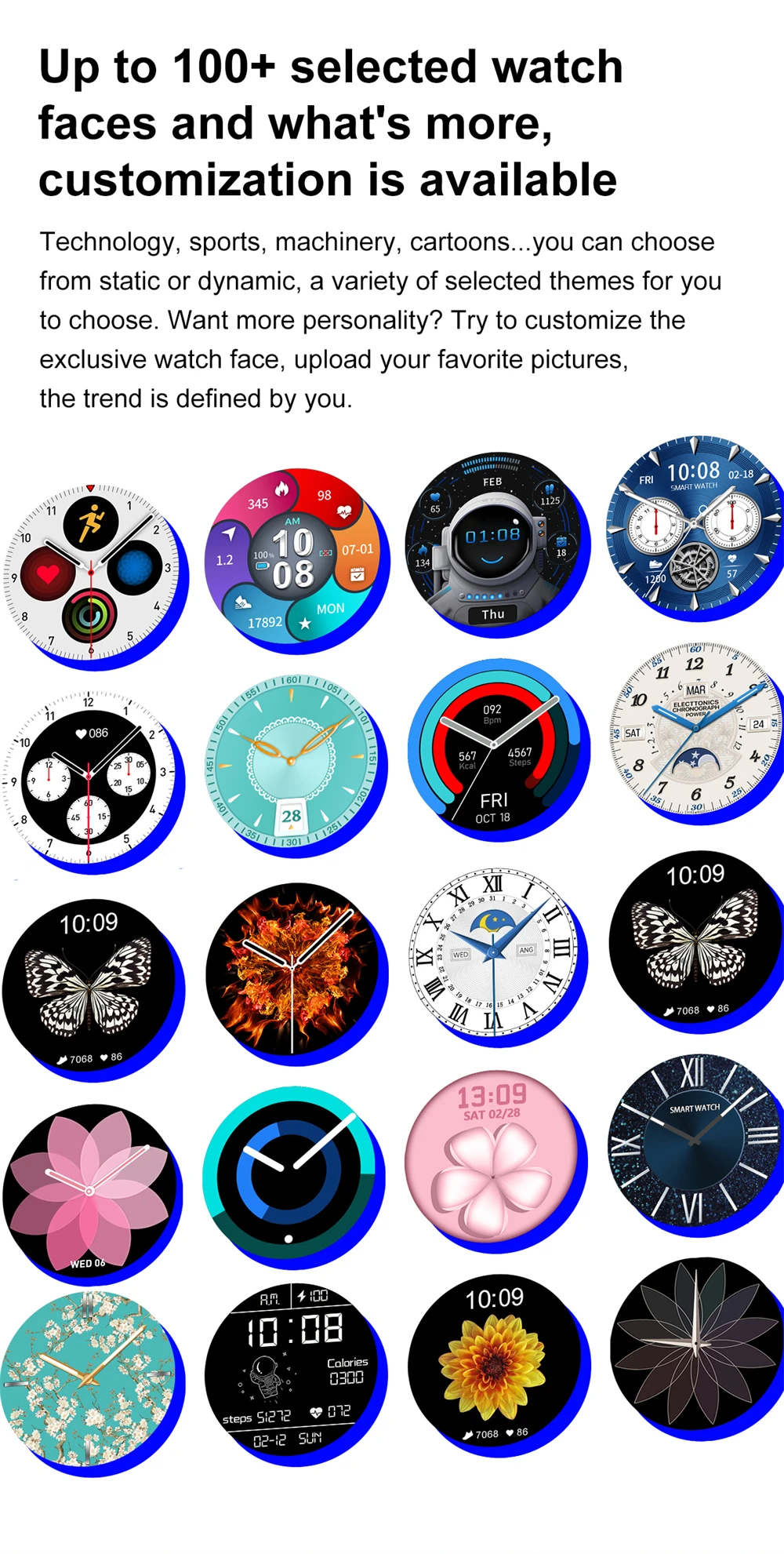 New Smartwatch IP68 Waterproof Men Sport Fitness Tracker Women Smart Watch Clock  for iPhone 12 Xiaomi Redmi Apple Samsung phone