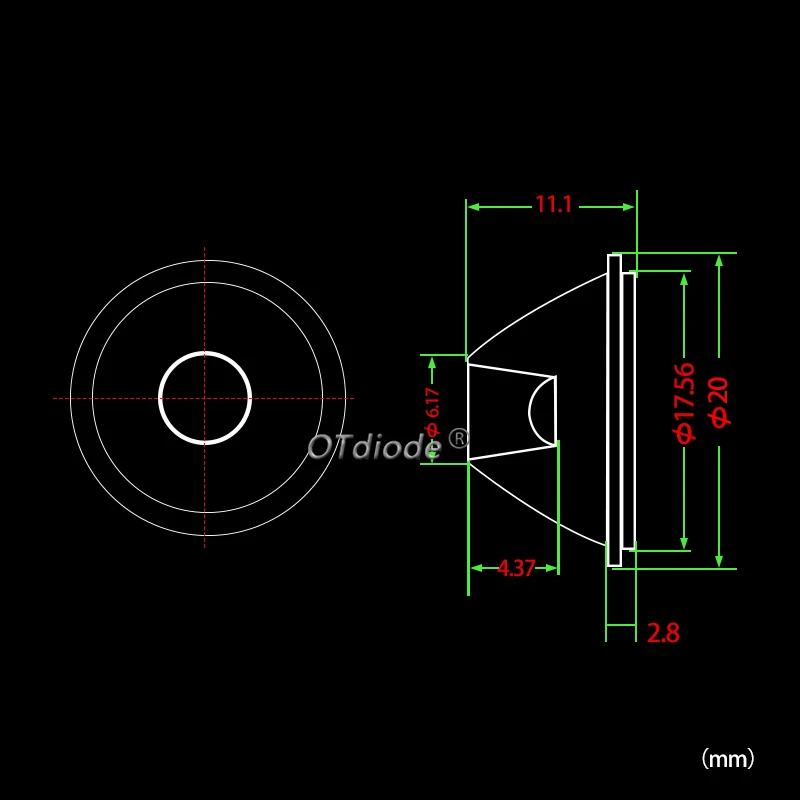 Description Picture 4 of itemLED Lens 20mm 1W 3W 5W Optical PMMA Flat Transparent Clear Lenses 5 10 15 30 45 60 90 120 Degree For 1 3 5 Watt High Power LED