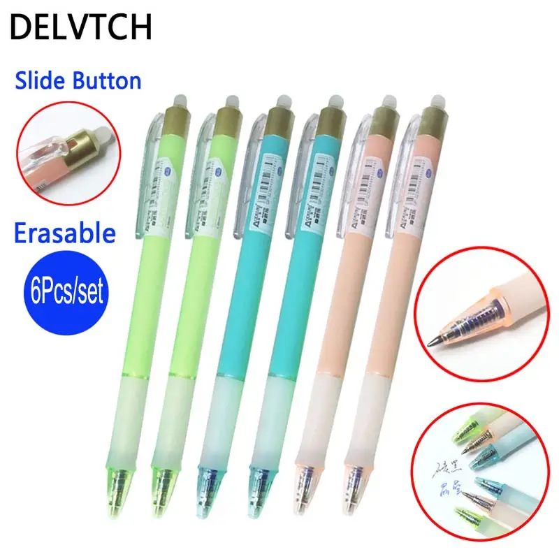 

DELVTCH 6pcs/set Erasable Pen 0.38MM Erasable Refill 4Colors Gel Pen Ink Available For Office School Student Writing Stationery