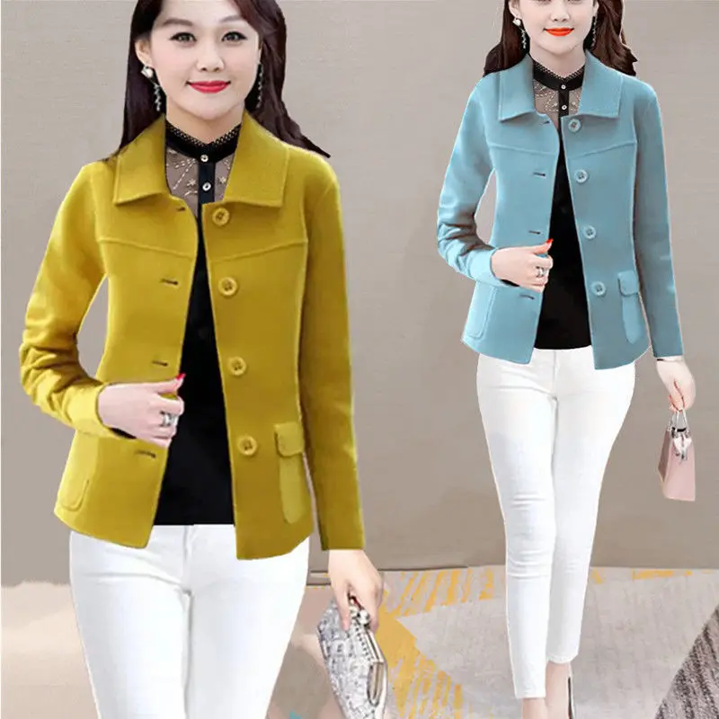 WomenWoolenCoat2022SpringAutumnThinWoolJacketFemale5XLWoolen
