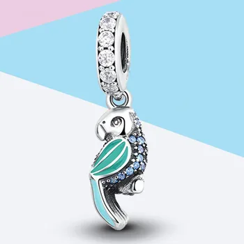 

100% 925 Sterling Silver Charm New Versatile Parrot Pendant Fit Pandora Women Bracelet & Necklace Diy Jewelry
