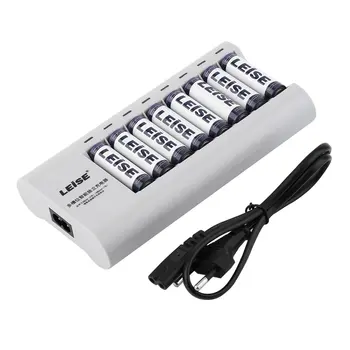 

LEISE-858 Intelligent Fast Independent Charger Set Eight Slots Independent Charger with Eight Batteries and Power Cable Line