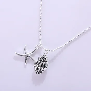 

Fresh Cute Starfish Retro Old Conch Clavicle Chain 925 Sterling Silver Temperament Personality Fashion Female Necklace SNE150