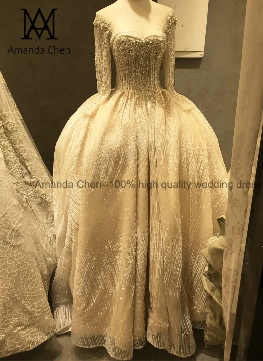 Халат с длинными рукавами и жемчугом Роскошная обувь с украшением в виде кристаллов свадебное платье