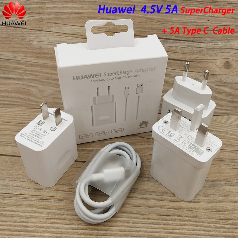 

Original Huawei 5V 4.5A USB Supercharge Fast Charger 22.5W Adapter 5A Type C Cable For Mate 10 20 30 Pro X P30 P20 Pro P10 Plus
