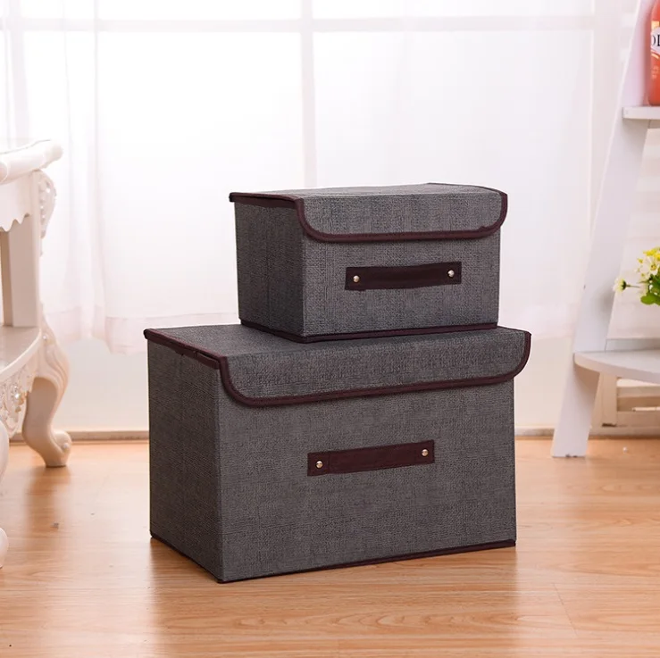 Тканевый складной контейнер-органайзер с ручками для ящика, детской комнаты, шкафа, офиса, дома - Цвет: Grey Set