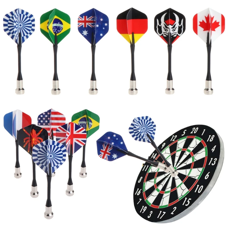 

100% Brand New and High Quality 6pcs Bullseye Target Game Child Safety National Flag Magnetic Dart Super Suction