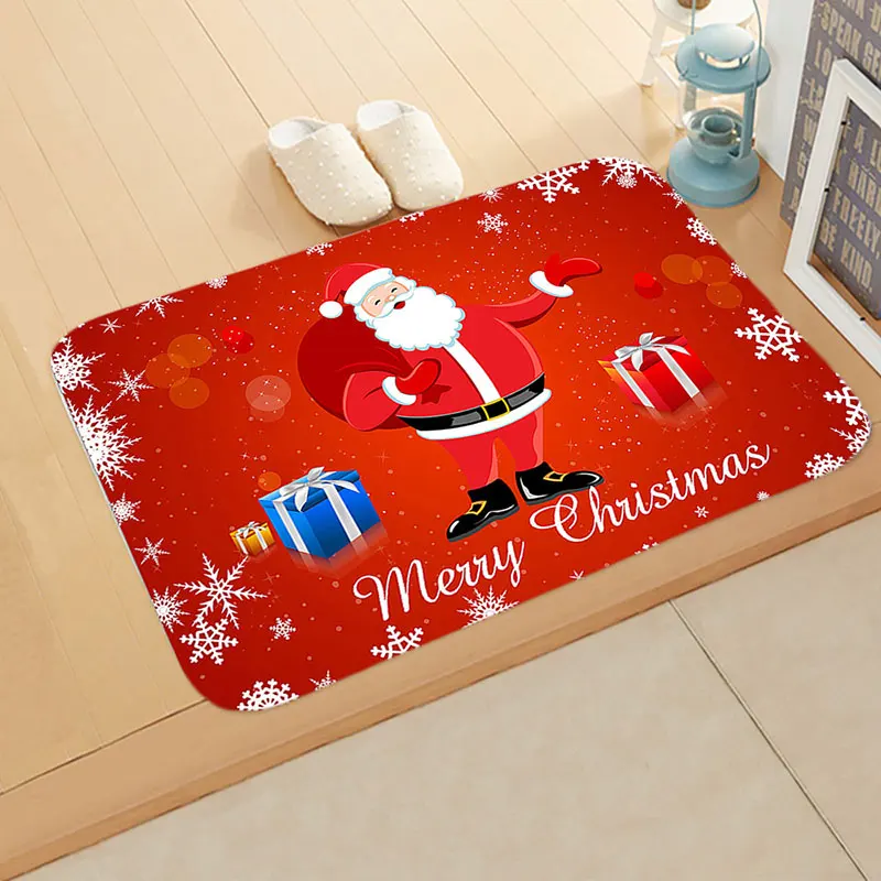 Веселый Рождественский Коврик для двери с принтом Санта Клауса, нескользящий коврик, Рождественское украшение для дома, дверной коврик - Цвет: as picture
