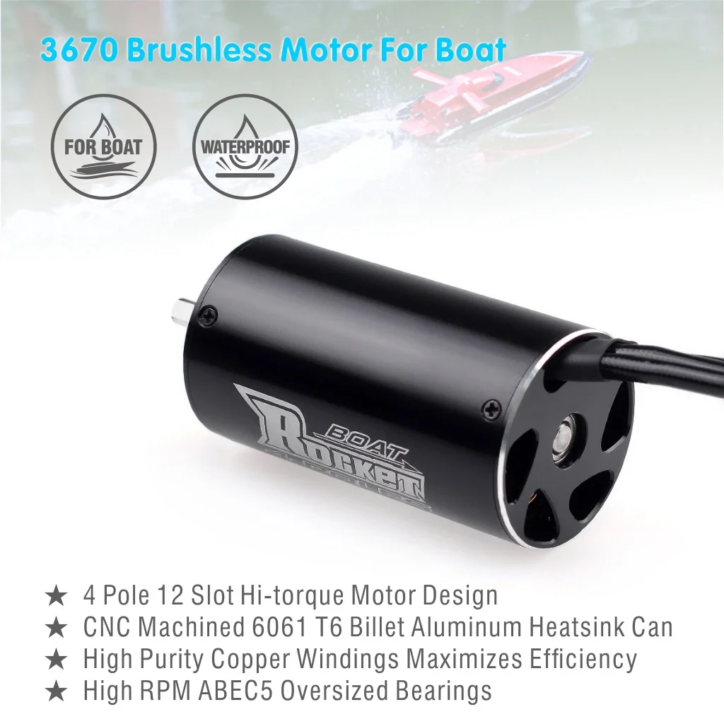 Rocket 3670 Brushless motor for rc boat with 5.0 shaft 36series