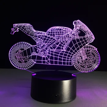 

3D Lamp Visual Light Effect Touch Switch & Remote Control Colors Changing Night Light (Motorcycle)