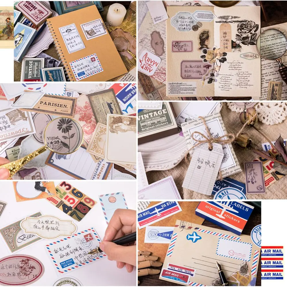 

60Pc/box Vintage Boxed Stickers DIY Diary Scrapbook Label Matchbox Sticker Creative Decor Pragmatism Stationery School Supplies