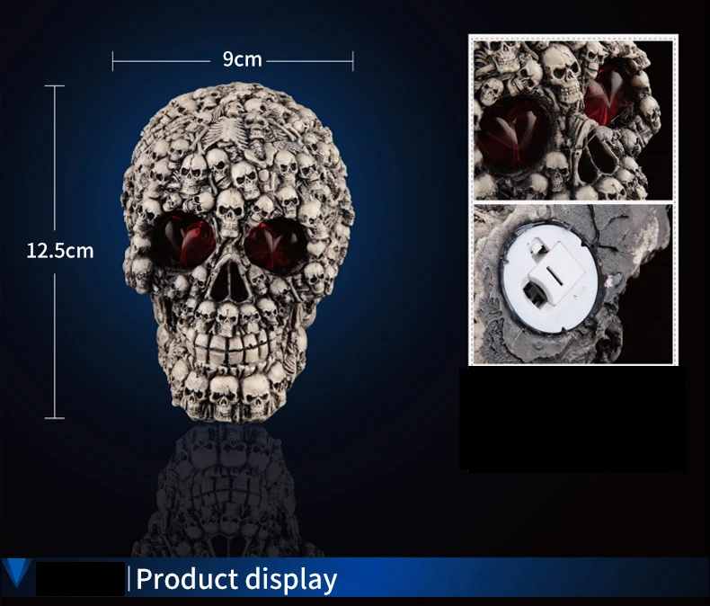 Halloween Human Prop Resin Skull LED Night Lights Decorative Novelty Pranksters Halloween Supplies