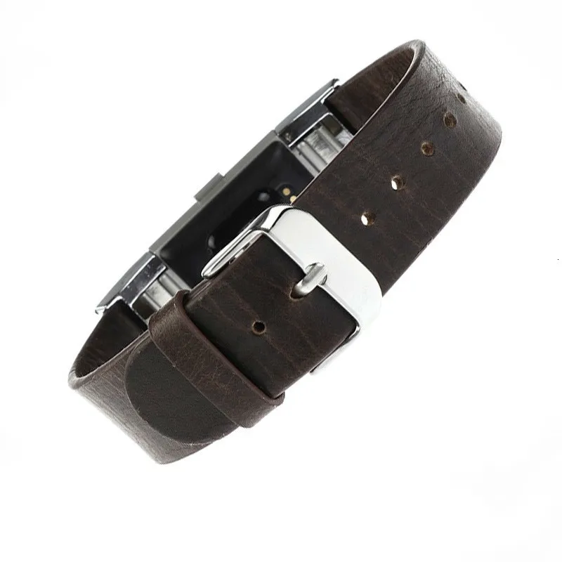 

Crazy-horse Genuine Leather Replacement band for fitbit charge 2 with Secure Metal Clasp Buckle Sport Dark brown