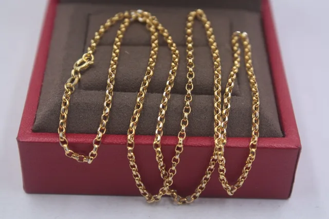Collar de cadena de oro sólido 18K para hombre y mujer, gargantilla de de 2mm, de 18 quilates oro puro, 18 ", 18", ", 22", 24 ", cierre de primavera _ AliExpress Mobile