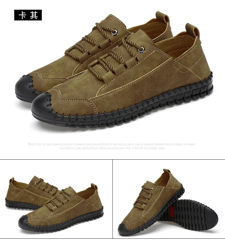 Men's luxury brand men's casual lace-up shoes soft-soled shoes hand-stitched rubber wear-resistant large size 38-46 men's shoes
