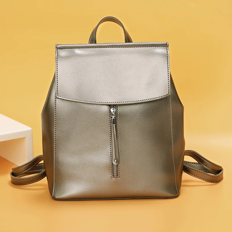 Модный женский рюкзак на молнии, высококачественный кожаный рюкзак для девочек, для шоппинга, путешествий, школы, элегантный рюкзак - Цвет: Золотой