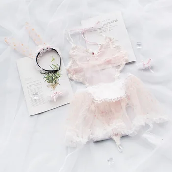 

Cute Print Lace Women Rabbit Bunny Maid Cosplay Costume Party Sexy Erotic Lingerie Outfit Fancy Jumpsuit Babydoll Catwoman