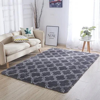 

Modern Simple Fashion Gray Carpet Print Plaid Carpet Rugs Bed Side Long Rug Anti Slip Absorbent Door Entrance Carpet Yoga Mats