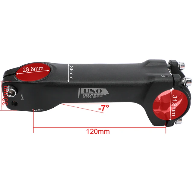 NEW UNO Bicycle Handlebar Parts MTB Stem 31.8 Bar Mount Mountain Road Bike Stem -7 Degree A Down Stem 70-120mm Bicycl Accessorie 31.8x120mm stem -7