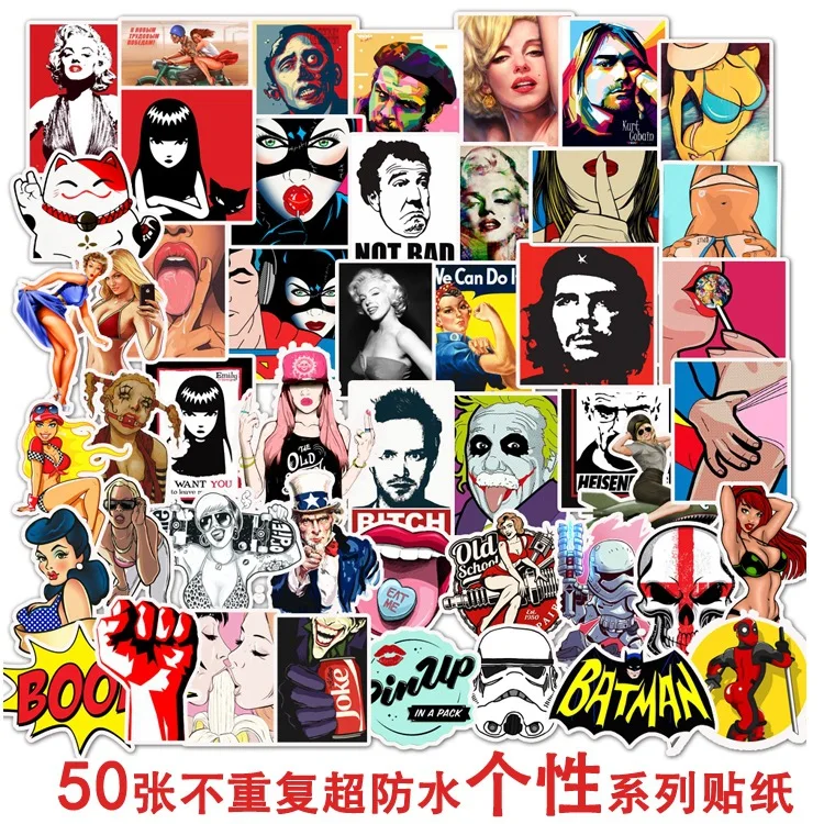 

50 Pcs/Lot Custom Stickers Papelaria Non-repetitive Cartoon Personality Painting Stationery Sticker Waterproof Removable TZ088G