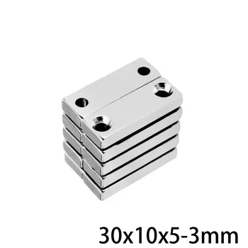 

5~100PCS 30x10x5-3 mm Strong Sheet Magnet Hole 3mm Block Rectangular Neodymium Magnets 30*10*5 mm Small N35 Magnet 30*10*5-3 mm