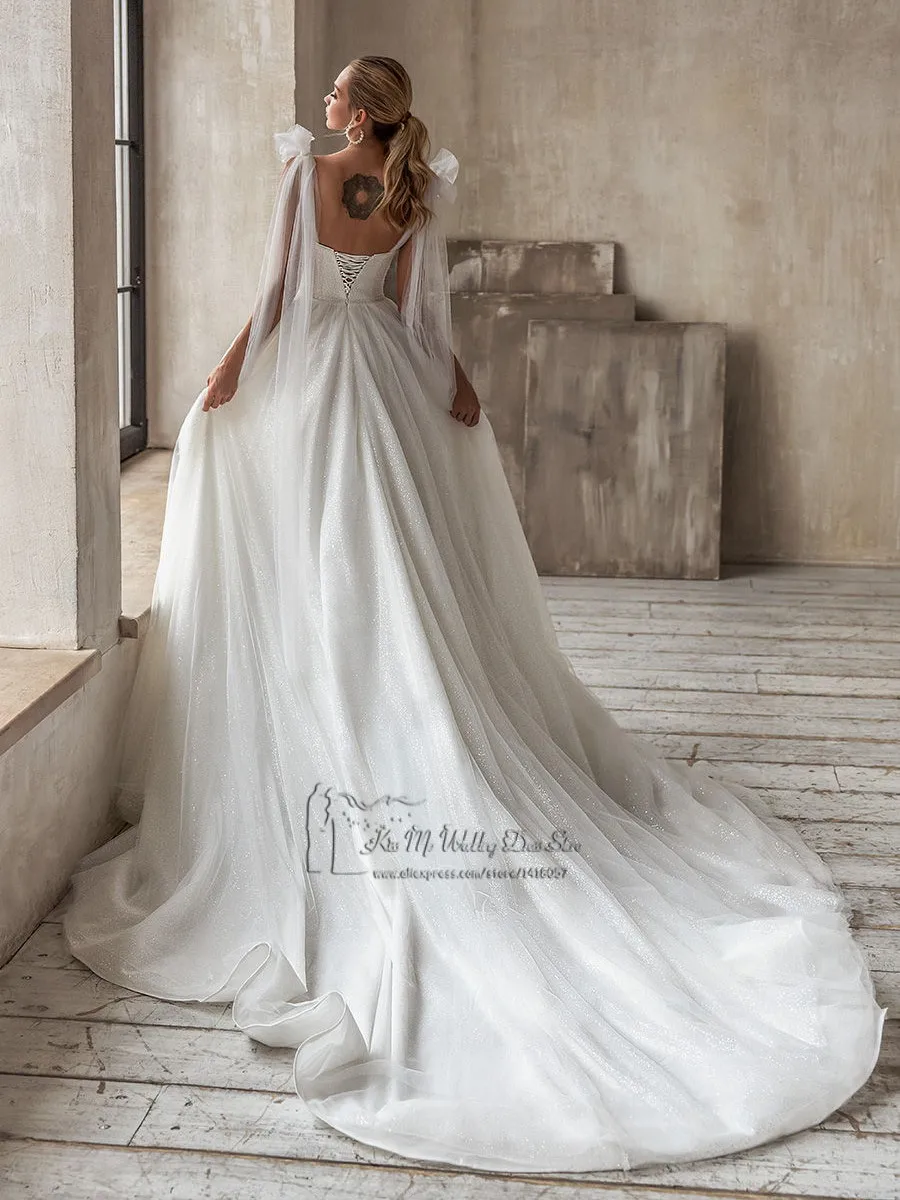 Elegant Sparky Plus Size Wedding Dress 2021 Beads Vestido de Noiva Princesa Wedding Gowns Hot Sale Bridal Dresses Mariage 2