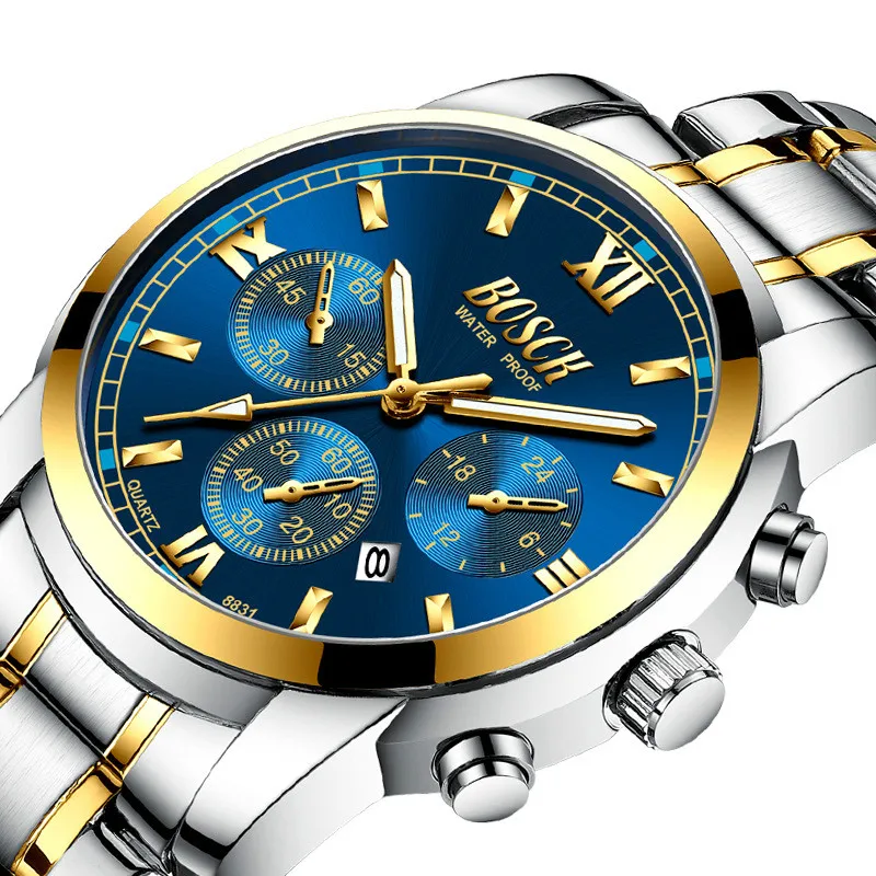 

Men Watches Top Luxury Brand Steel Waterproof Sport Quartz Watch Men Fashion Date business Clock Chronograph Relogio Masculino