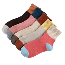 2 пары/партия = 4 шт., зимние носки для женщин, винтажные шерстяные утолщенные теплые женские носки в стиле пэчворк, хлопковые термоноски для девочек