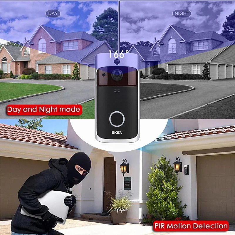 EKEN V5 Wi Fi дверной звонок умный IP видеодомофон камера для квартиры ИК сигнализация