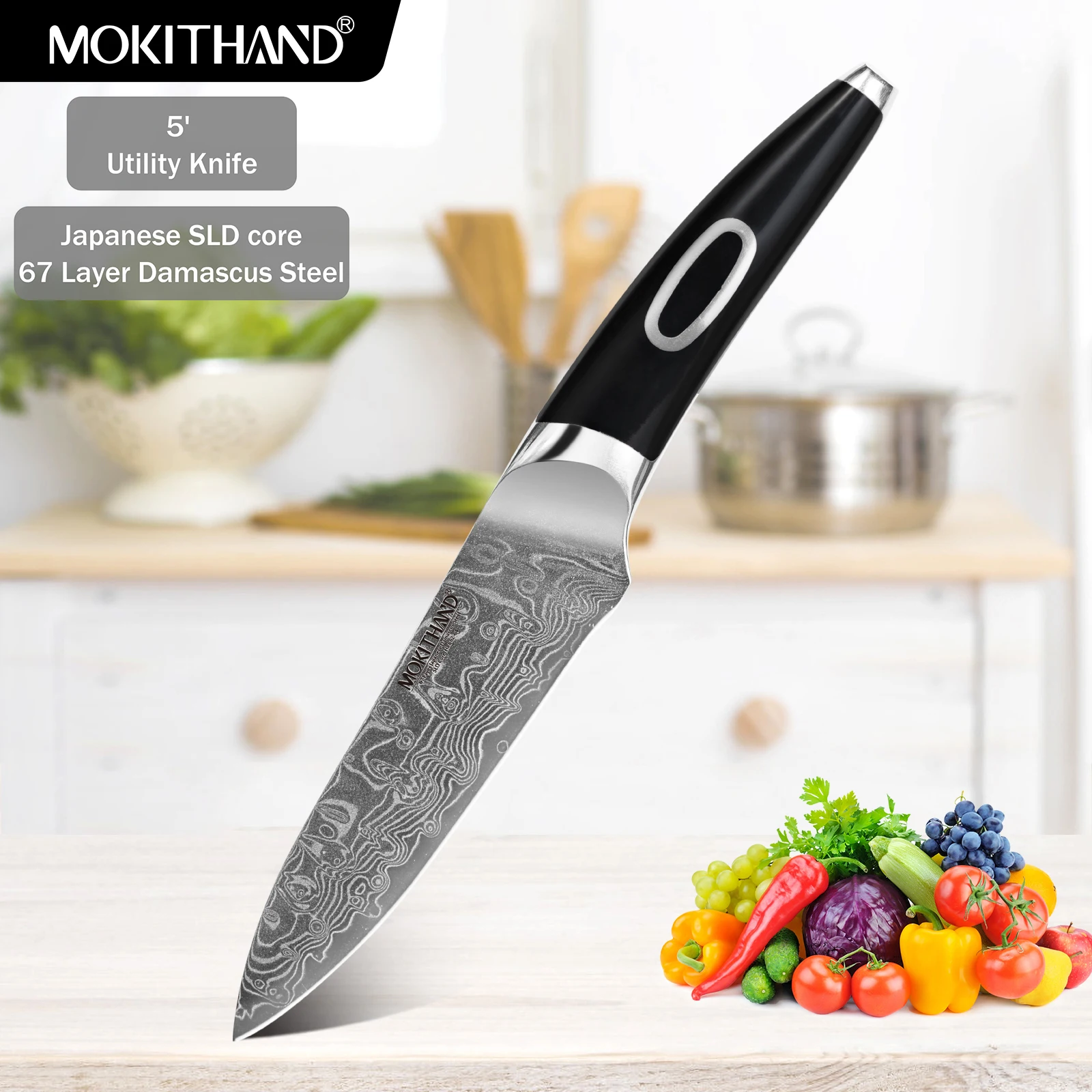 5 Inch Utility Knife Japanese Damascus Chef Import SLD Core Professional Kitchen Cooking for Fruit Meat Fish | Дом и сад