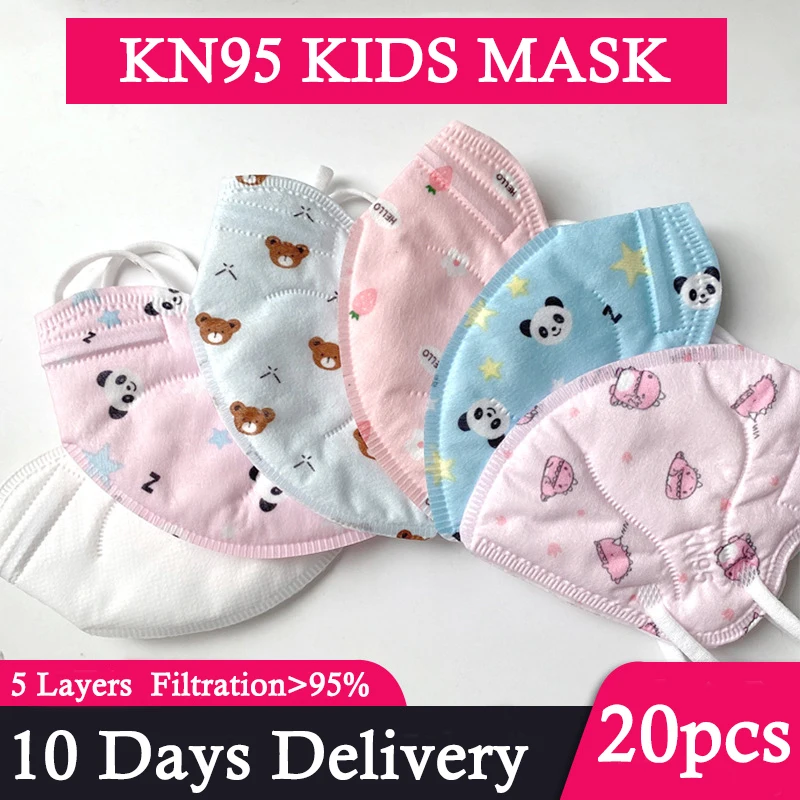 Los niños KN95 de Panda máscara chico niño FFP2 rímel rostro respirador de filtro reutilizable máscara FPP2 FPP3 FFP3