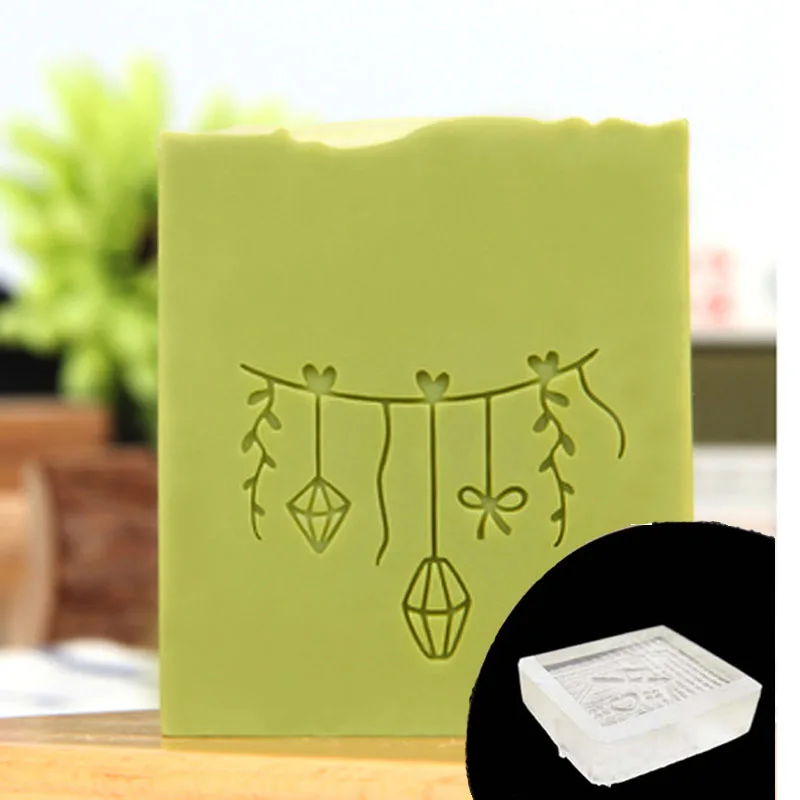 Transparent Acrylic Soap Stamp for Handmade DIY, House Work Pattern, Home Cleaning, Natural Seal with Handle, Chapters