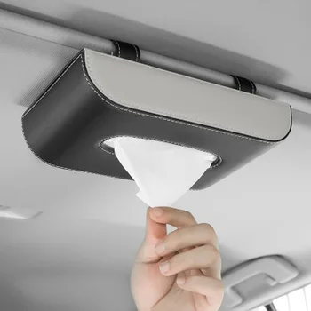 

Car Tissue Box Holder Leather Removable Tissue Box Hanging/Seated Sun Visor Skylight Seat Back Napkin Storage Holder Organizer