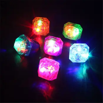 

12pcs Flashing Led Light up Ring Toys Diamond Grow in The Dark Jelly Bumpy Rings