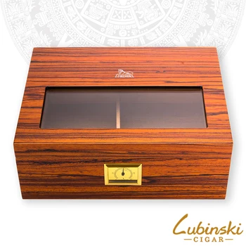 

LUBINSKI Brand Cedar Wood Travel Visual Windows Humidor W/Humidifier Hygrometer Cigar Case Humidor Box Fit COHIBA Cigars