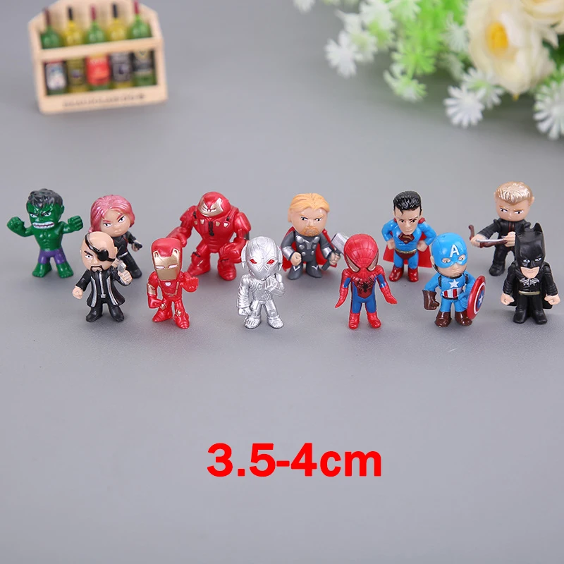 12pc/set Avengers Cake Topper Spiderman Caketopper Dacoration Superman Doll Boys Happy Birthday Event Party Supplies Baby Shower