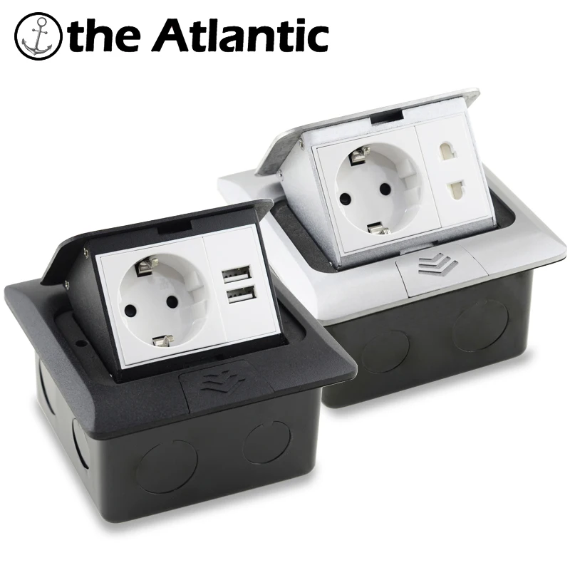 EU DE Standard всплывающее напольное гнездо 16A USB зарядка 2 полосная розетка быстрая