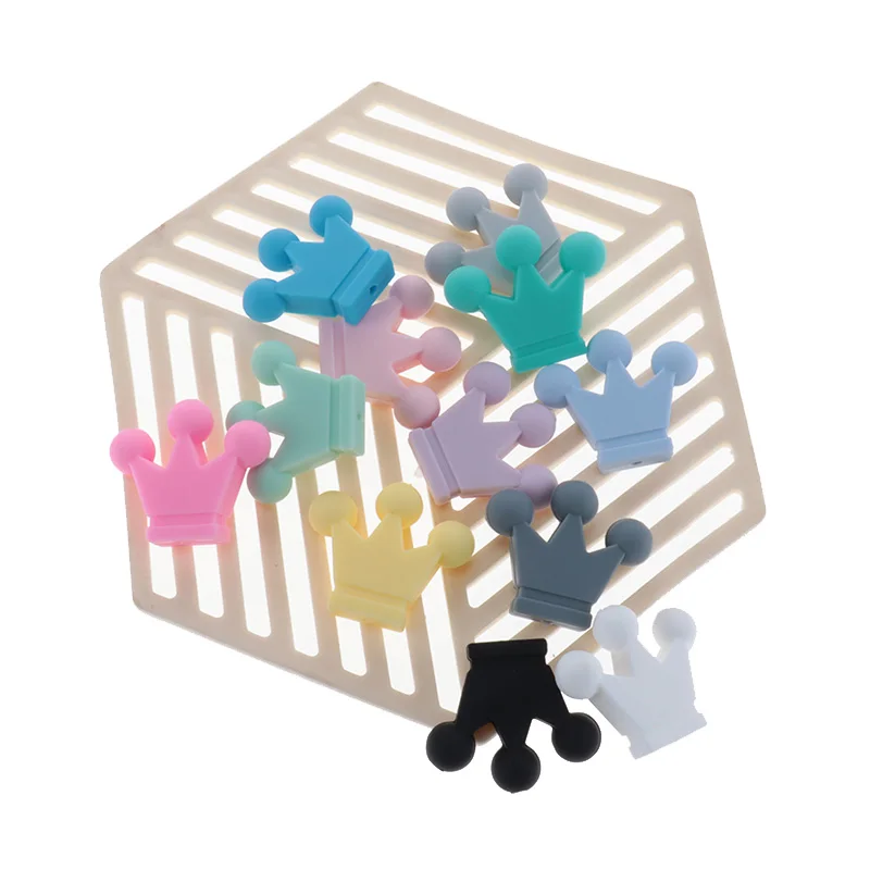 실리콘 크라운 비즈  Teether 목걸이 구슬,   씹는 보석 액세서리 식품 등급 실리콘, 50 개