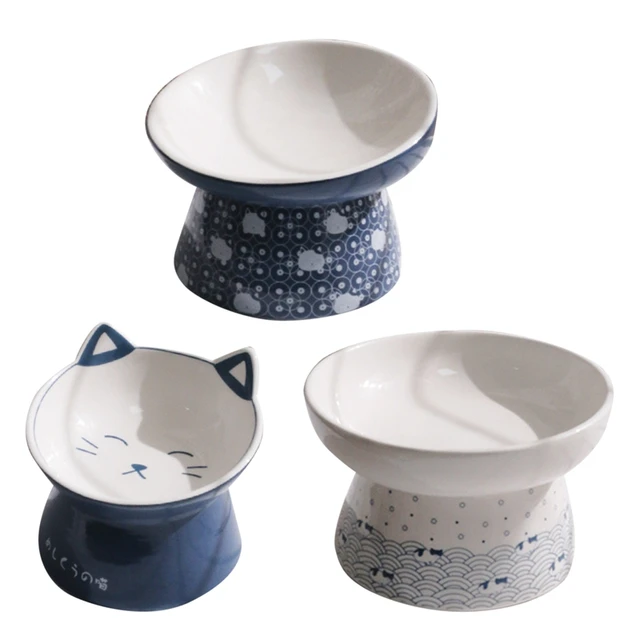 Non-slip Ceramic Cat Bowl Feeder with Raised Stand Bone Cervical Protect Food Water Cat Bowl Ceramic Small Dogs Pet Feeder 2