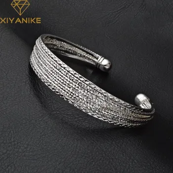 

XIYANIKE 925 Sterling Silver Anniversary Gift Classic Opening Bangles & Bracelet For Women Lovers Party Trendy Jewelry