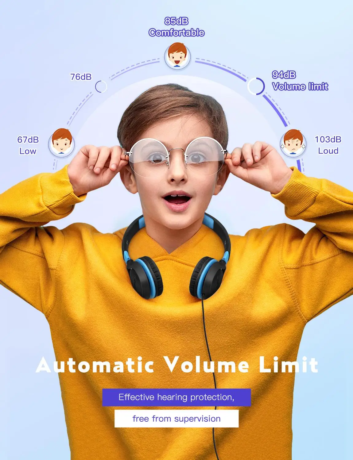 Mpow CHEI Kids Headphones Wired Volume Limit Teens Children Earphone Fold able Adjustable Headset For PC Cellphone Tablet Travel