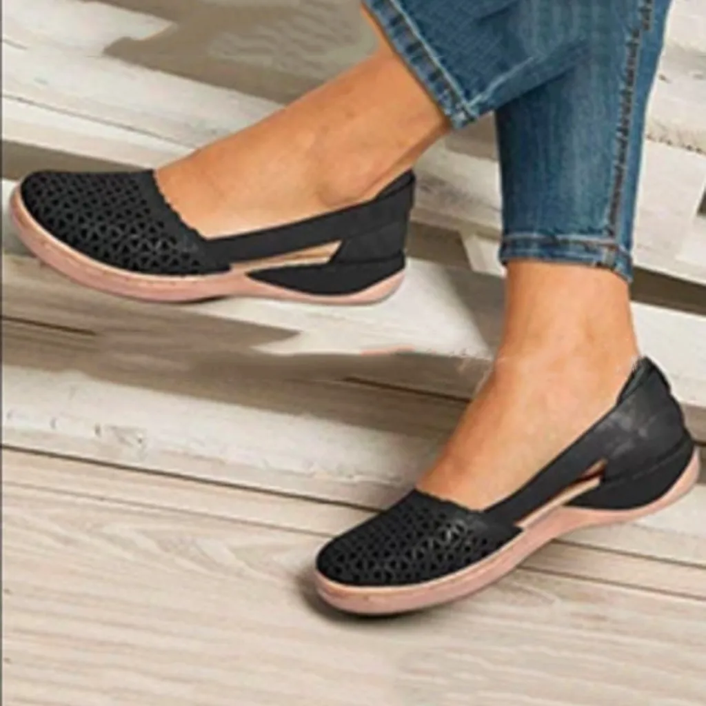 

Spring Autumn Women Casual Shoe Women Summer Solid Color Round Toe Med Heels Retro Slip On Hallow Sandals Shoes sandalias#121634